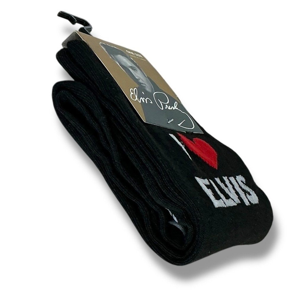 Elvis Presley Men’s Socks Novelty Mid Calf Red Heart Black Unisex One Size NEW - Picture 9 of 15